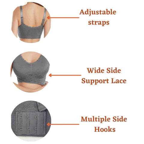 Wireless Front Cross Adjustable Side Buckle Lace Bra