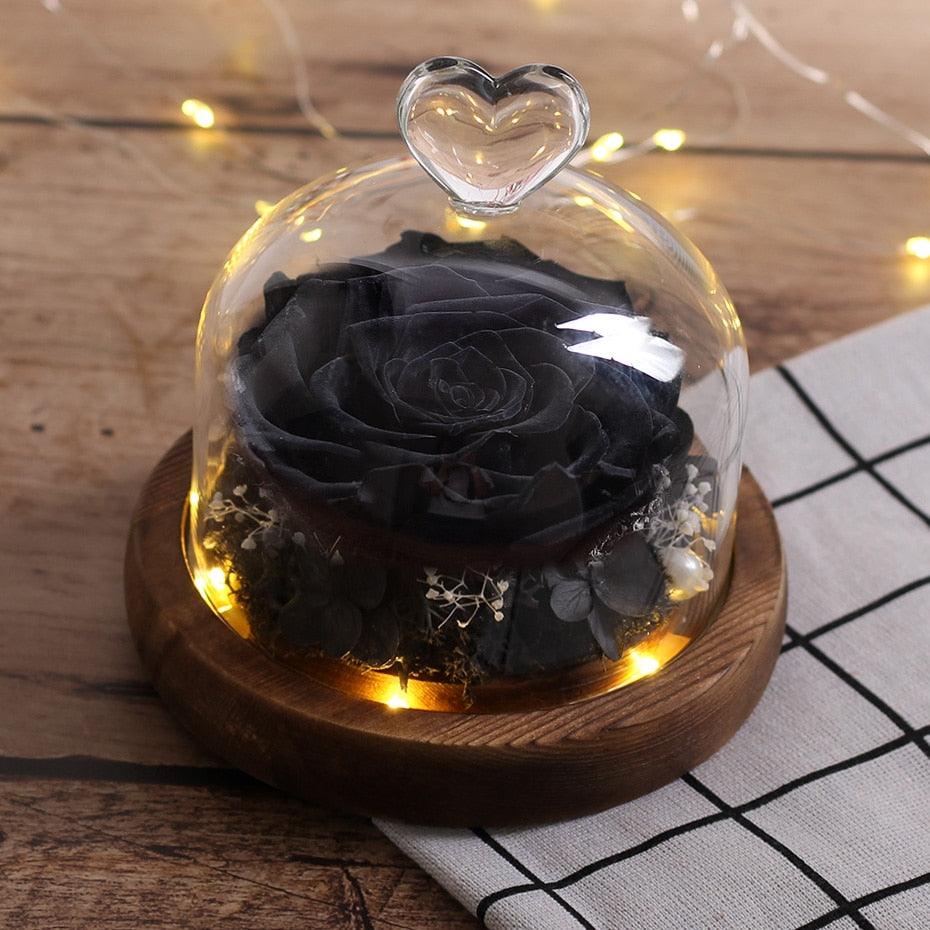 Natural Everlasting Rose in Glass Dome Beauty and the Beast Dried Flowers Birthday Valentine's Day Wedding Gift For Home Decor