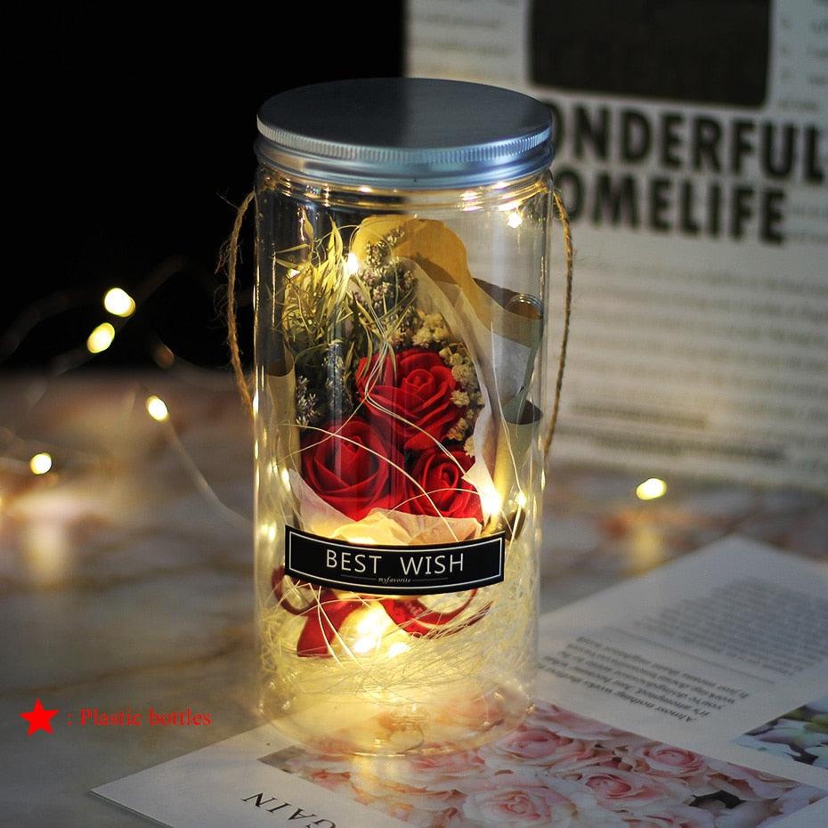 Natural Everlasting Rose in Glass Dome Beauty and the Beast Dried Flowers Birthday Valentine's Day Wedding Gift For Home Decor