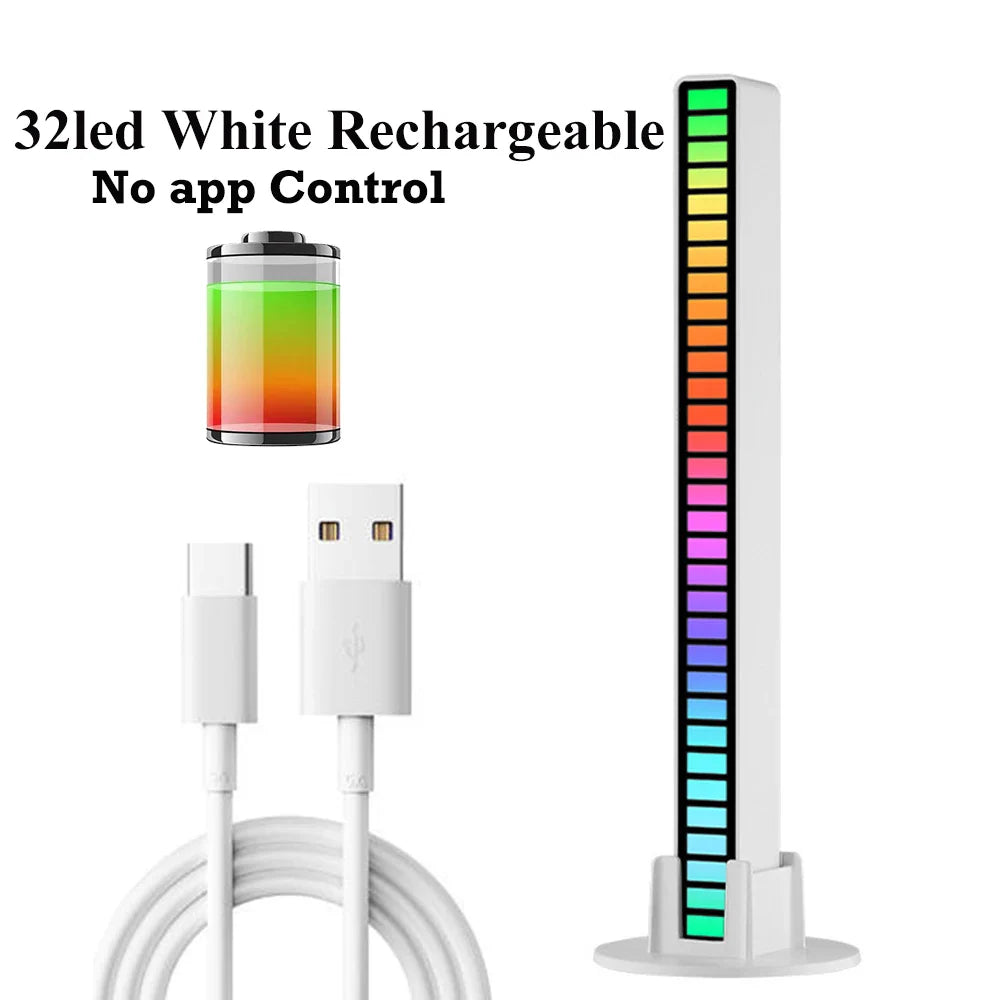 FTOYIN 32Led Music Rhythm Light USB Rechargeable APP Control RGB Symphony Sound Control Light Bar For Game Car Desktop Decor