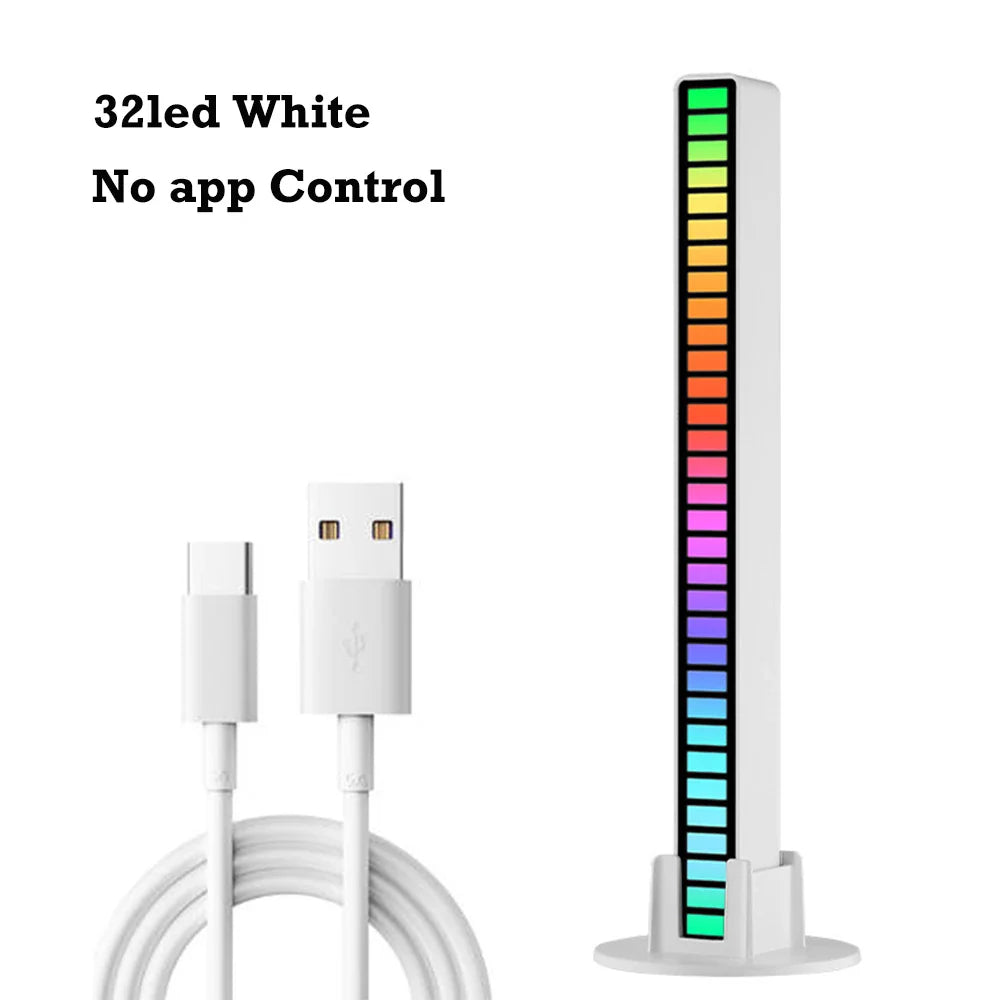 FTOYIN 32Led Music Rhythm Light USB Rechargeable APP Control RGB Symphony Sound Control Light Bar For Game Car Desktop Decor