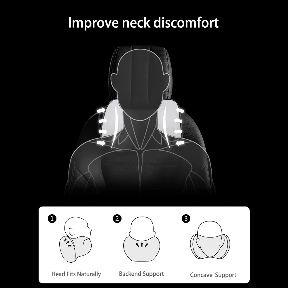 Car Neck Headrest Pillow Memory Foam Cushion - Support and Comfort for Long Drives