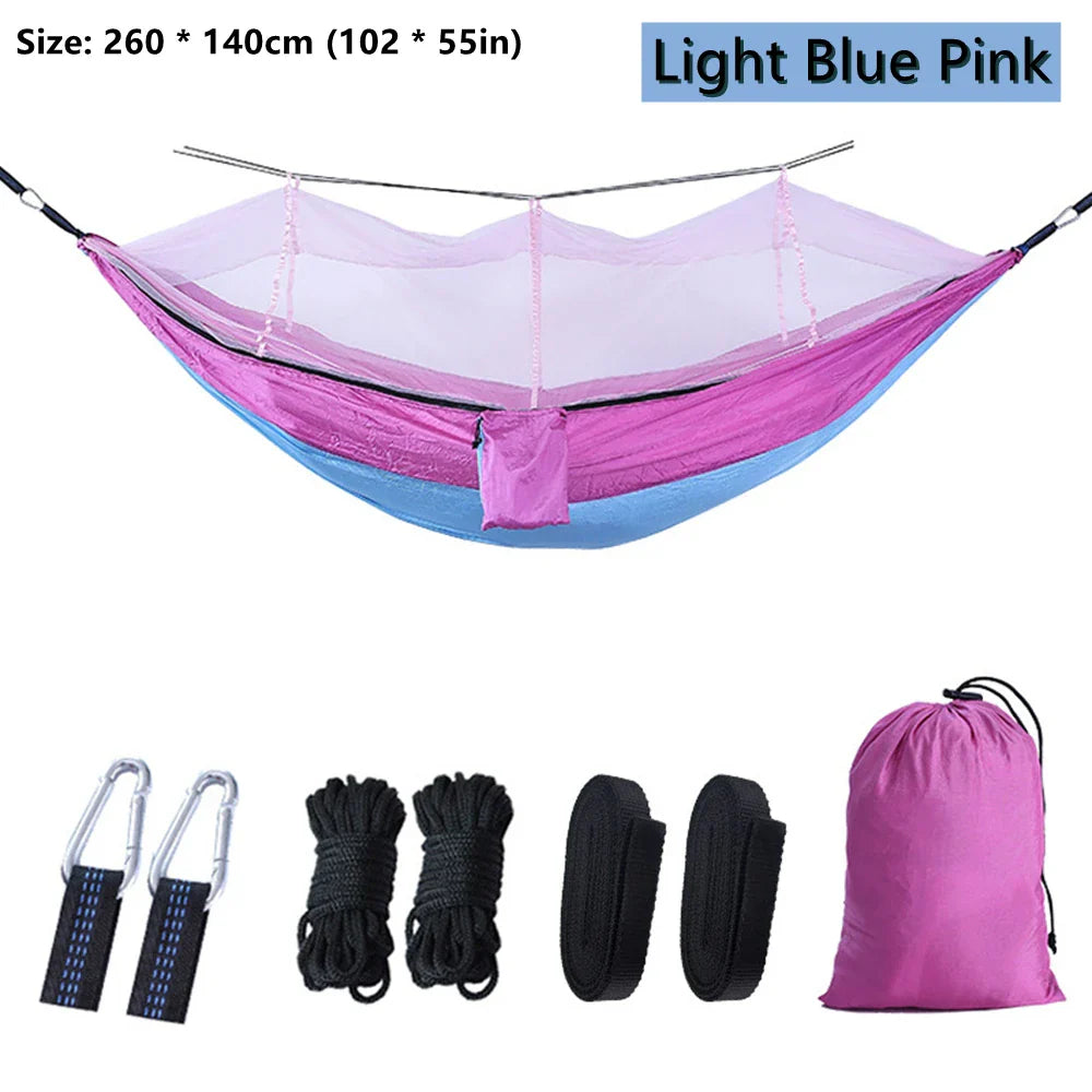 Portable Outdoor Camping Leisure Double Mosquito Net Hammocks Garden Travel Tourist Nature Hike Sleeping Hanging Hammock Swing