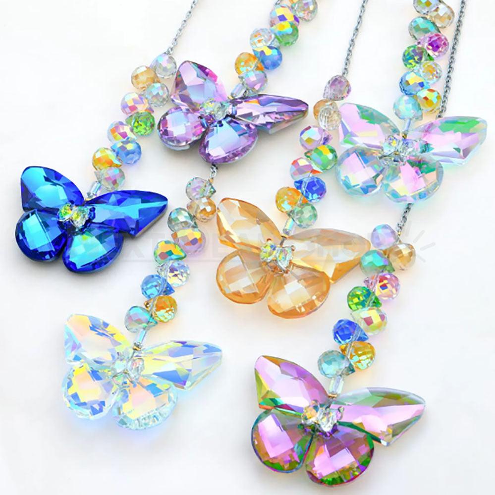 Set of 6 Handmade Crystal Butterfly Suncatcher Hanging Decor