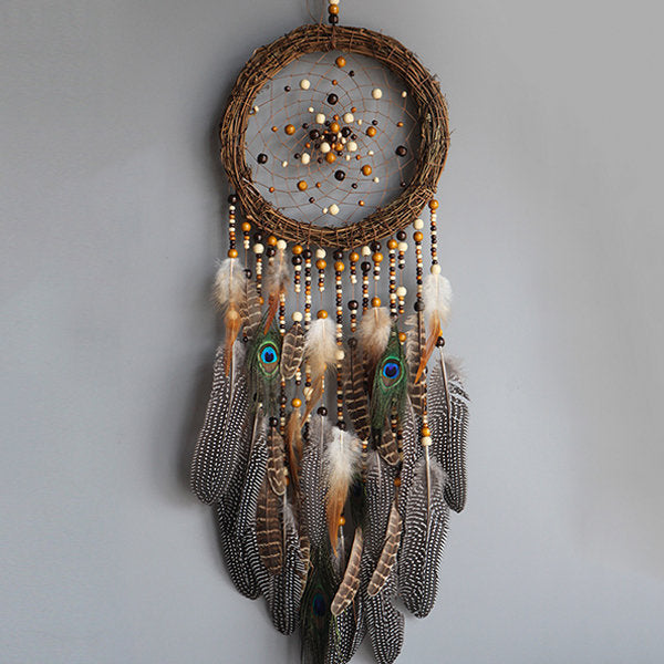 Handmade Feather Wood Rattan Dreamcatcher