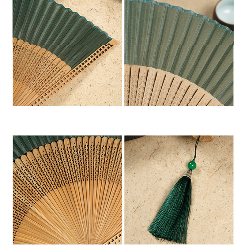 Vintage Bamboo Handheld Silk Folding Fan