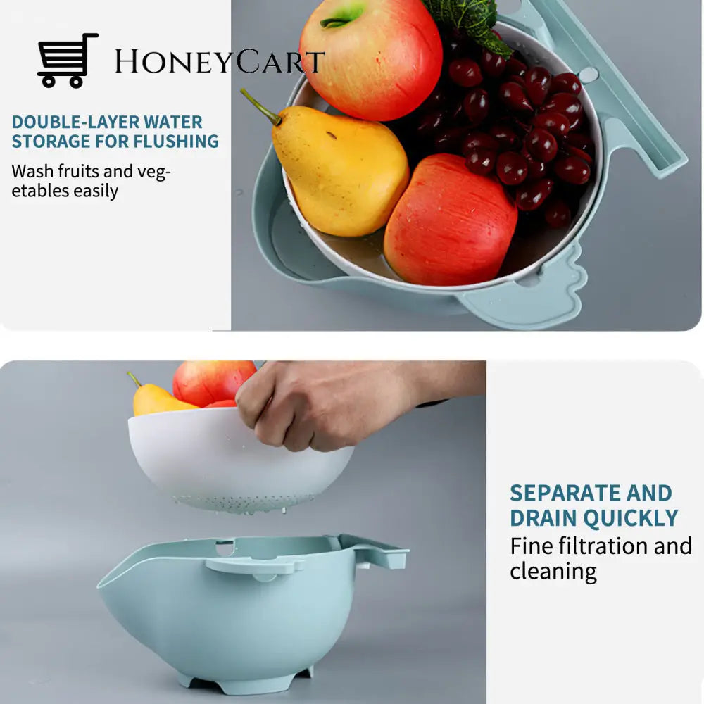 All-In-One Drain Basket Vegetable Grater Garters