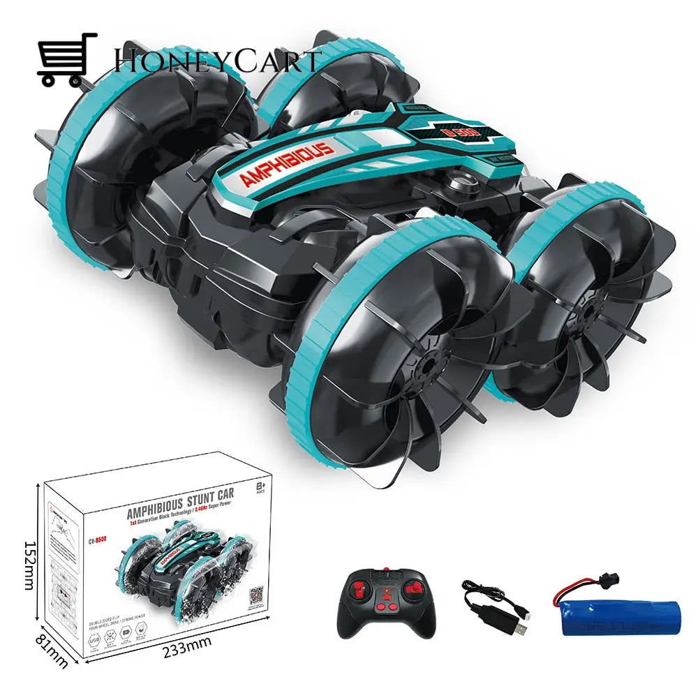 Amphibious Stunt Rc Double-Sided Tumbling Car 2.4G Pad Lake Green Rc Cars