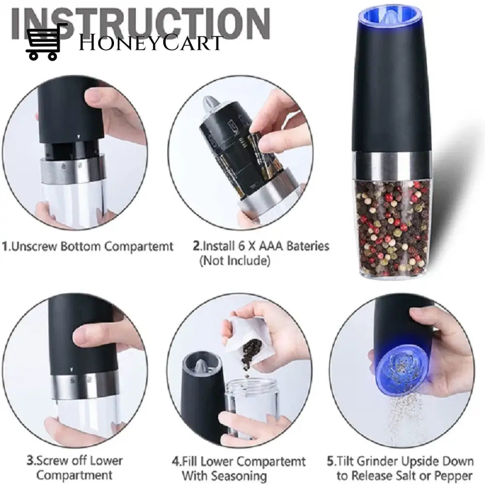 Automatic Electric Gravity Induction Salt And Pepper Grinder