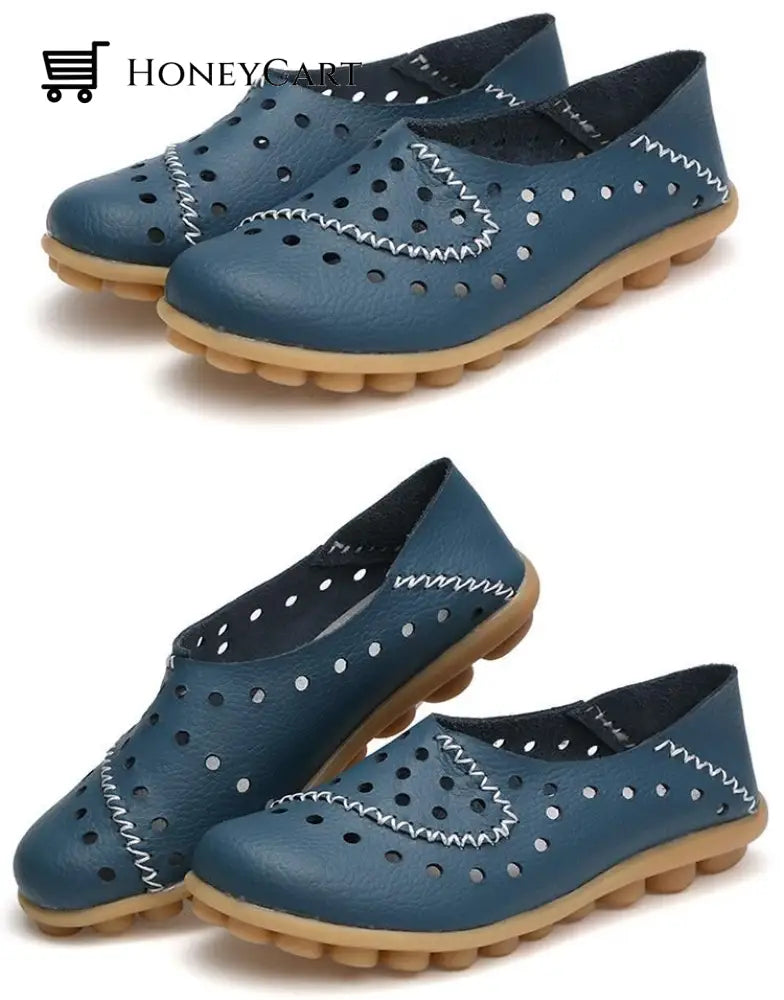 Azzy Premium Orthopedic Genuine Leather Loafer Set 3 (Coffee + Dark Blue Orange) / 5.5 Shoes &