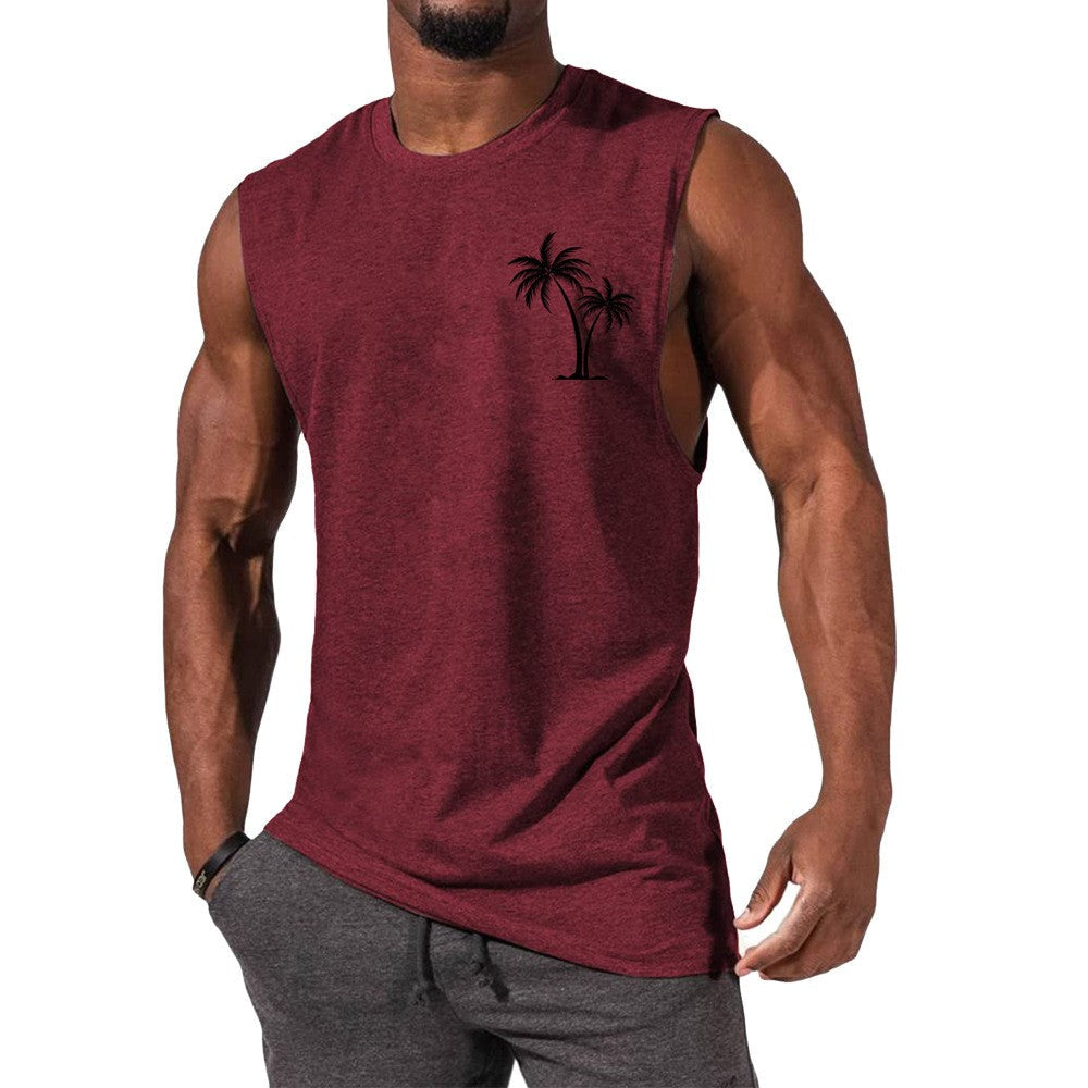 Coconut Tree Embroidery Tank Top - 12 Colors