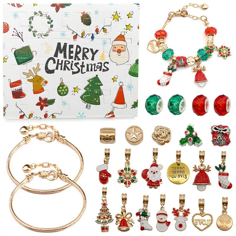 24 Pcs DIY Christmas Advent Calendar Bracelets Set