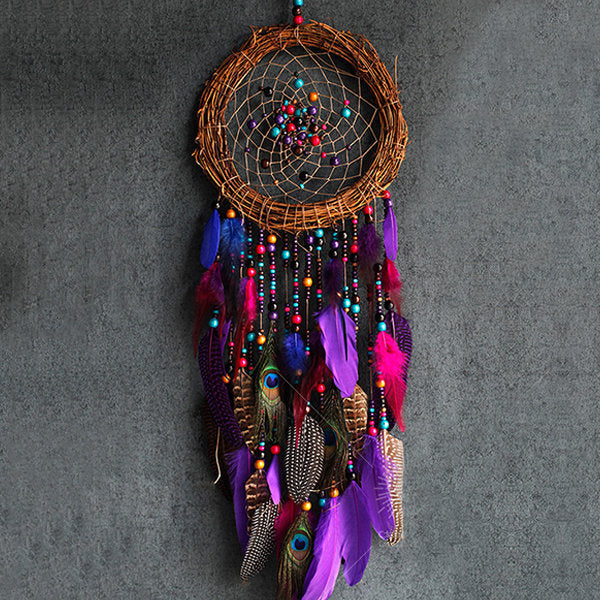 Handmade Feather Wood Rattan Dreamcatcher