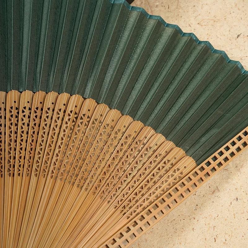 Vintage Bamboo Handheld Silk Folding Fan