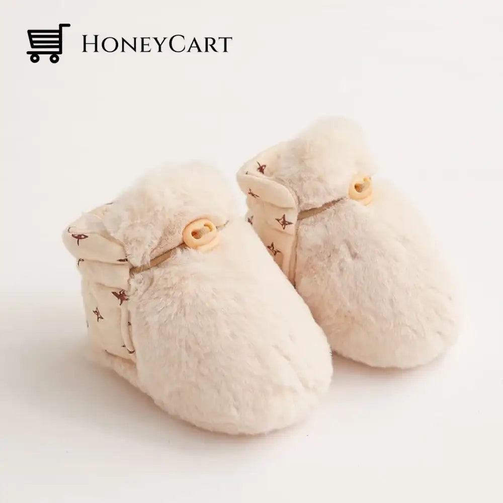 Baby Cartoon Plush Cotton Toddler Shoes Creamy-White / S - 10 Cm (Recommended 0-6 Months) Tool