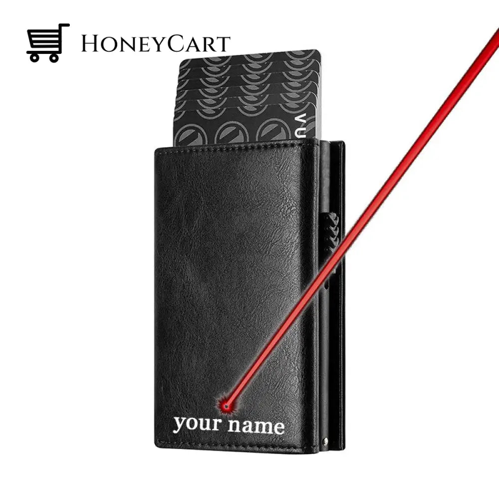 Banknote Compartment Magnetic Strip Closure Tri-Fold Wallet Black(Name)