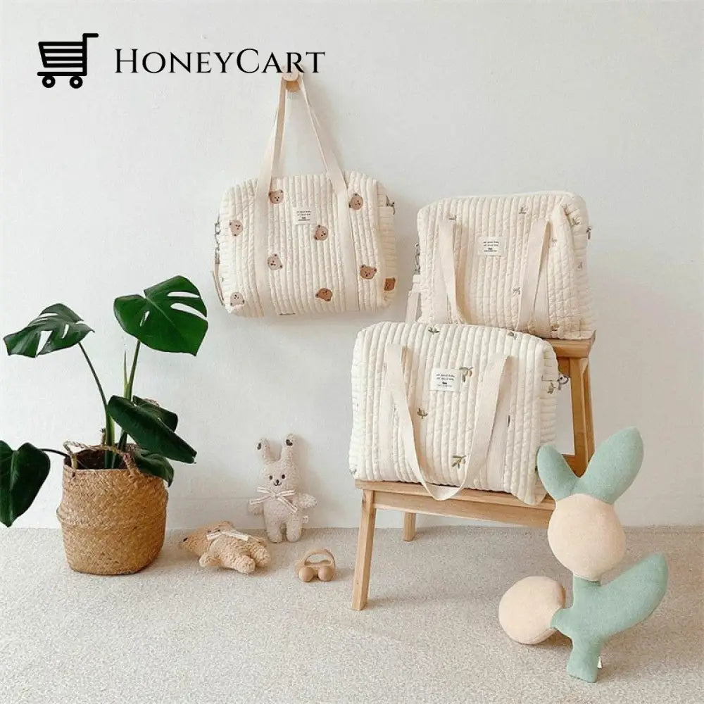 Bear Floral Print Extra Large Cotton Comforts Baby Diaper Bag Travel Accessories