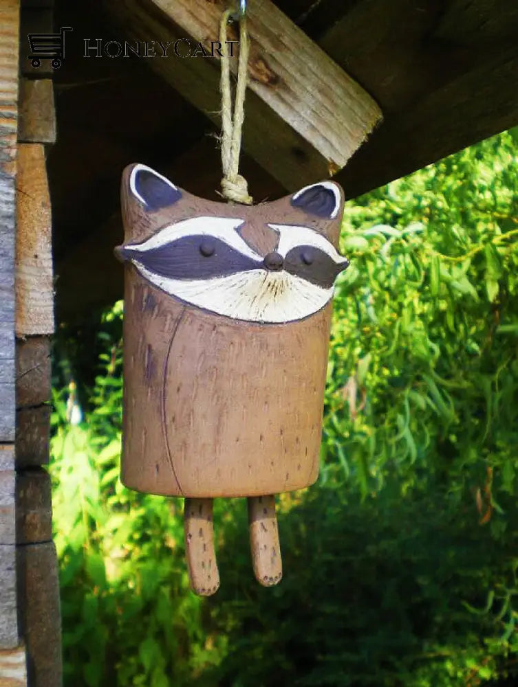 Beautiful Rustic Animal Wind Chimes Boho Handmade Garden Decor Gift Racoon Tool