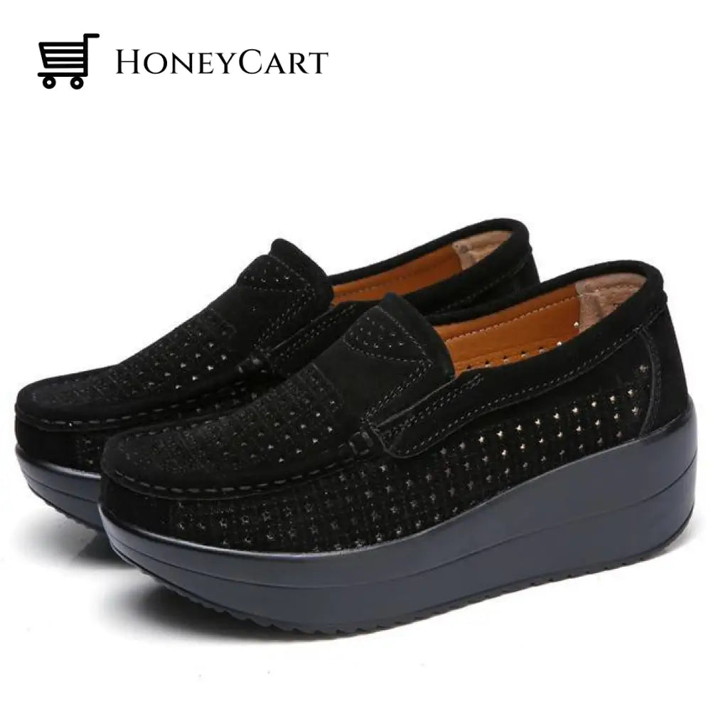 Beth Womens Platform Shoes Black Hollow / Uk 3 | Us 5 Eu 36