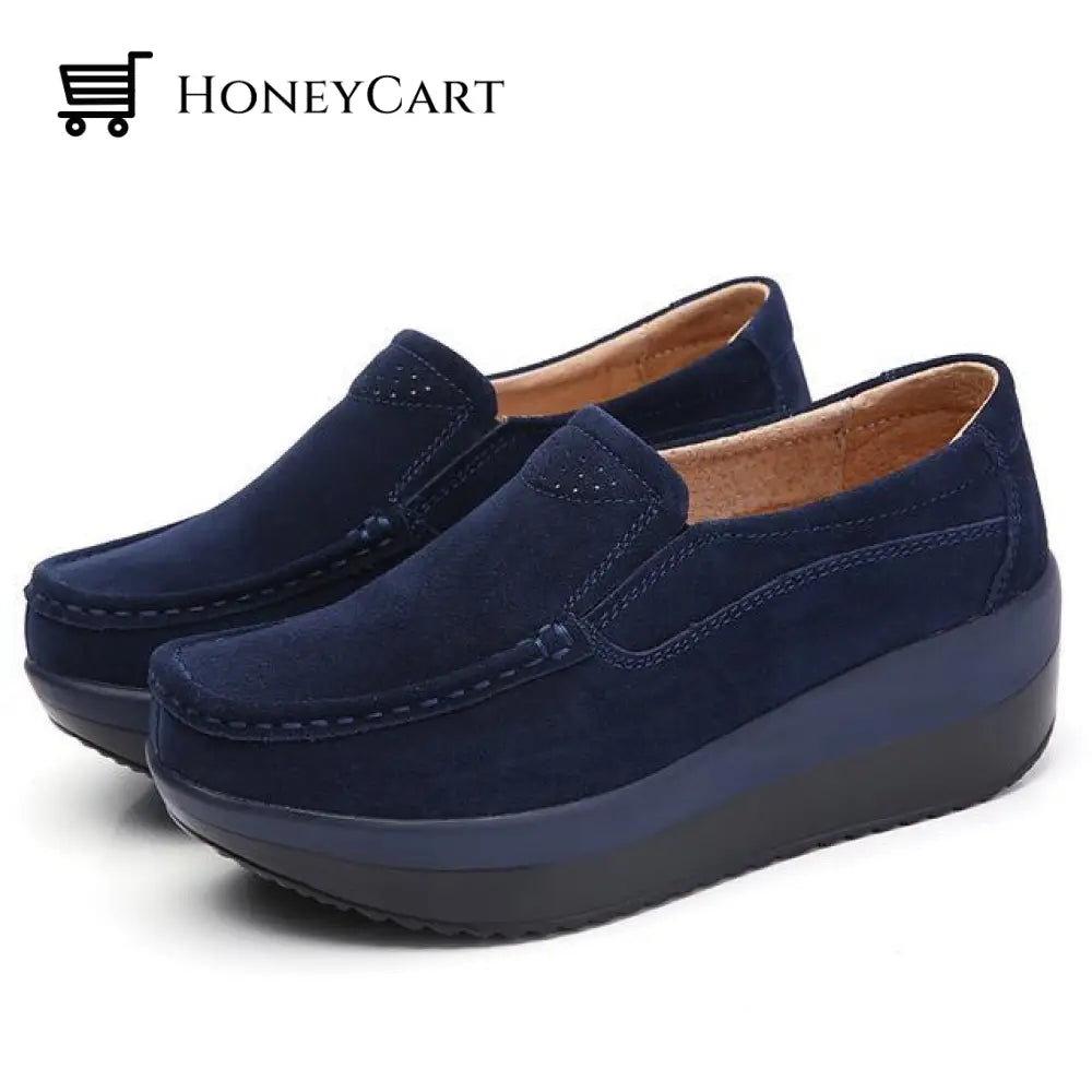 Beth Womens Platform Shoes Navy Blue / Uk 3 | Us 5 Eu 36