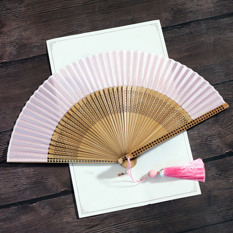 Vintage Bamboo Handheld Silk Folding Fan