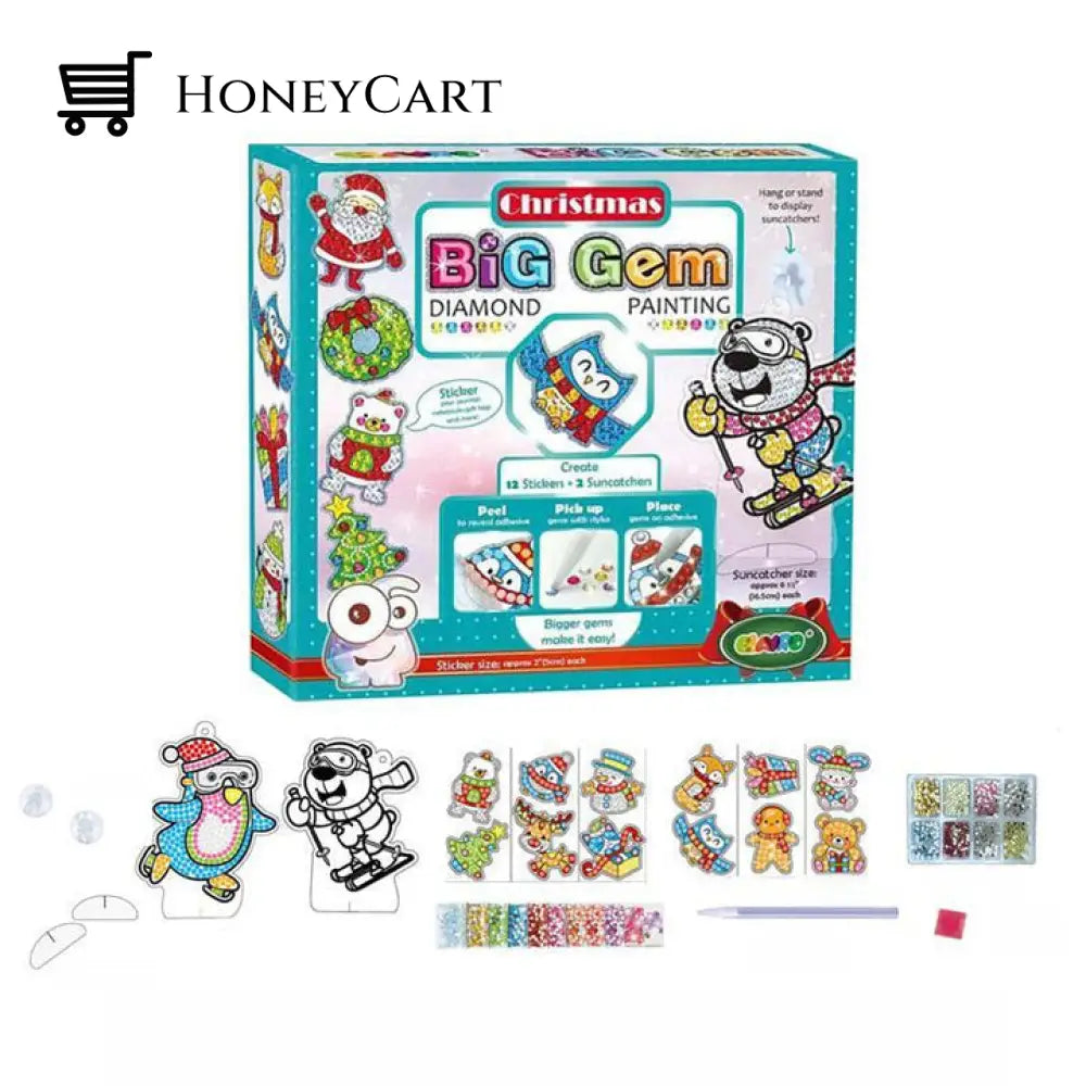 Big Gem Diamond Painting Stickers For Kids Holiday Snowman