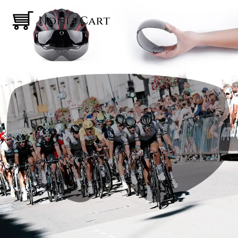 Bike Helmet With Goggles Visor And Led Back Light