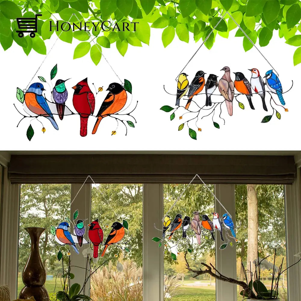 Birds Stained Glass Window Hangings - Mothers Day Gift Health & Beauty