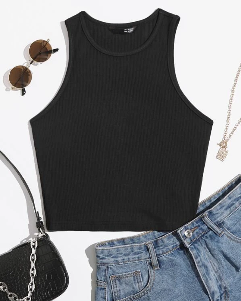 Solid Crop Tank Top