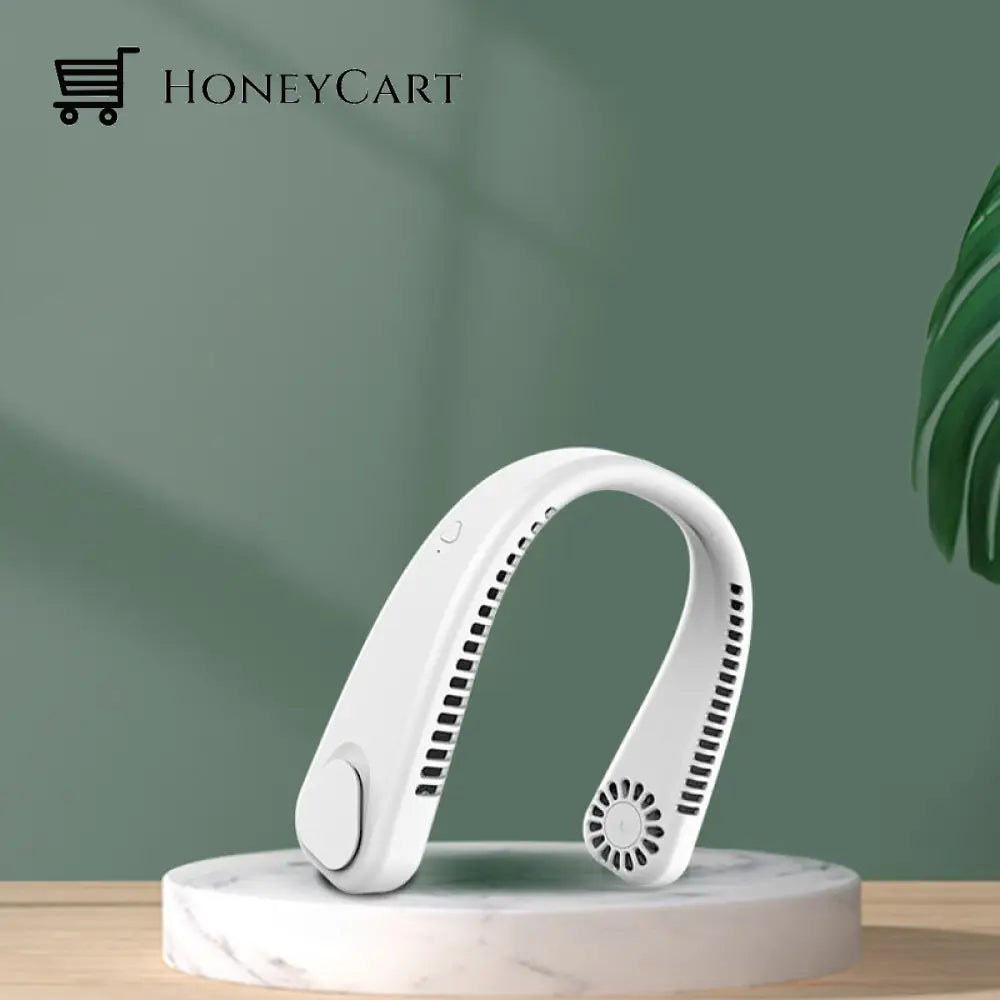 Bladeless Neck Fan With 360° Airflow Portable Hands-Rechargeable Battery White Type 2 / United