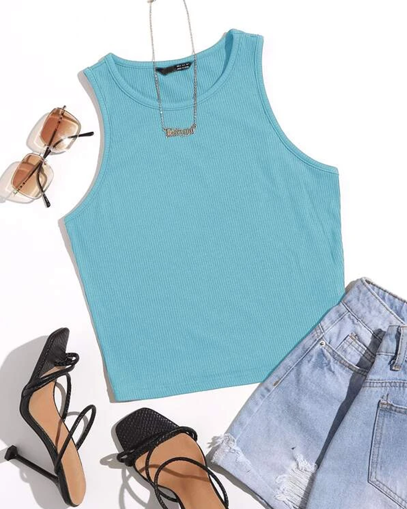 Solid Crop Tank Top