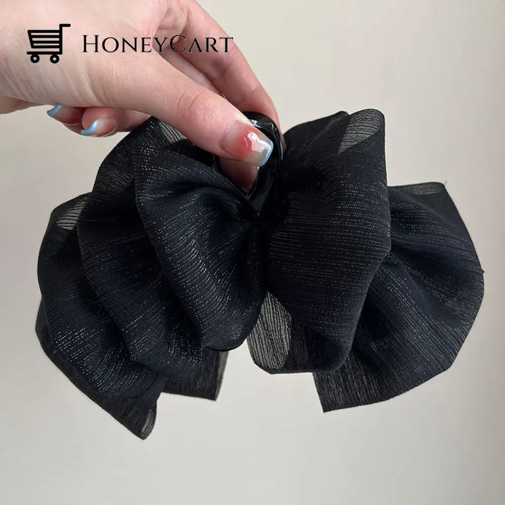 Bow Bubble Clips Silver Filament Black / 3 Pcs