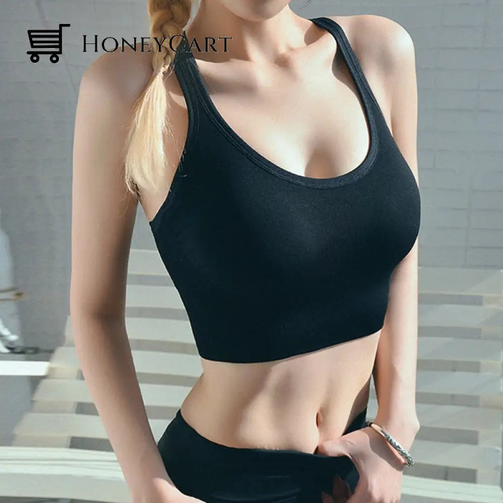 Bralet Bras Seamless Push Up Cotton Tops Black / S (40-50Kg)