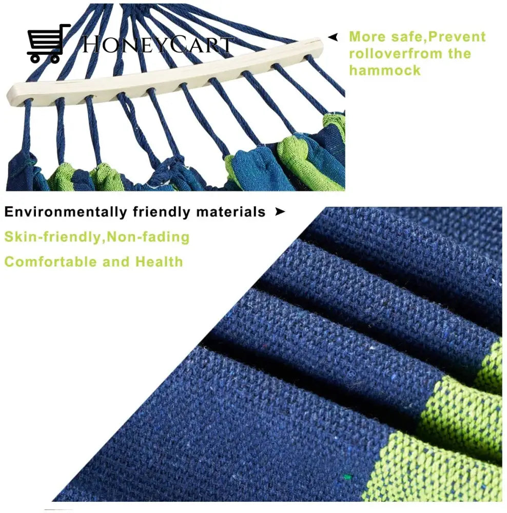 Brazilian Double Hammock 2 Person Canvas Cotton With Carrying Bag For Patio Porch Garden Backyard