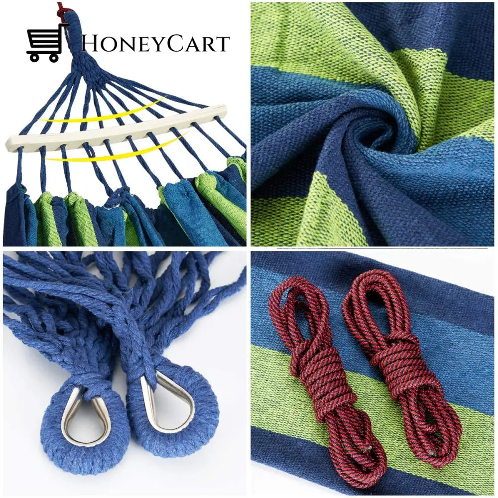 Brazilian Double Hammock 2 Person Canvas Cotton With Carrying Bag For Patio Porch Garden Backyard