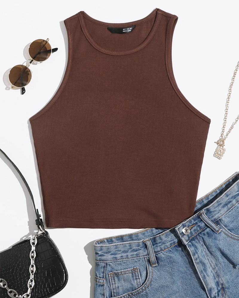 Solid Crop Tank Top
