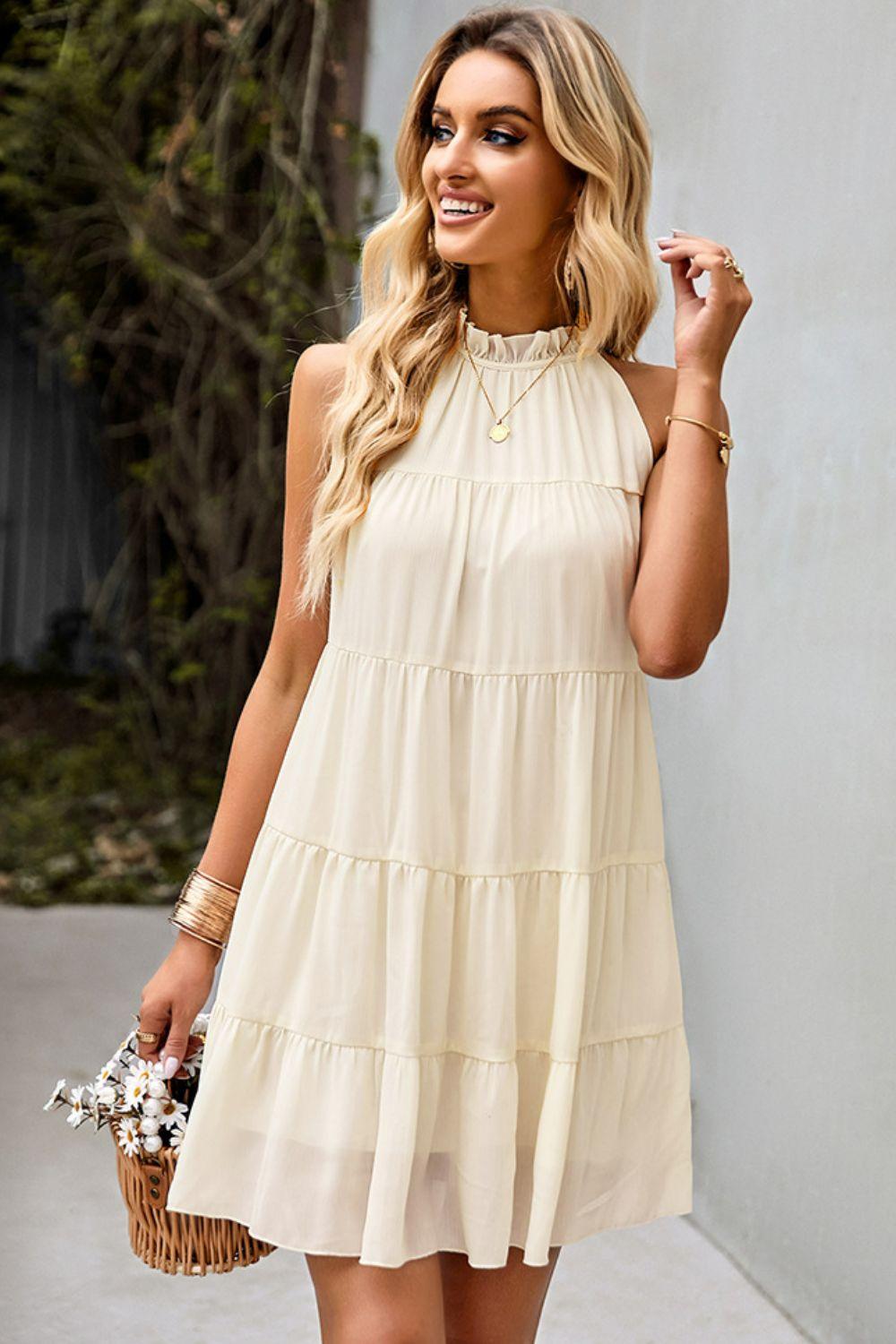 Back Ruffle Collar Dress