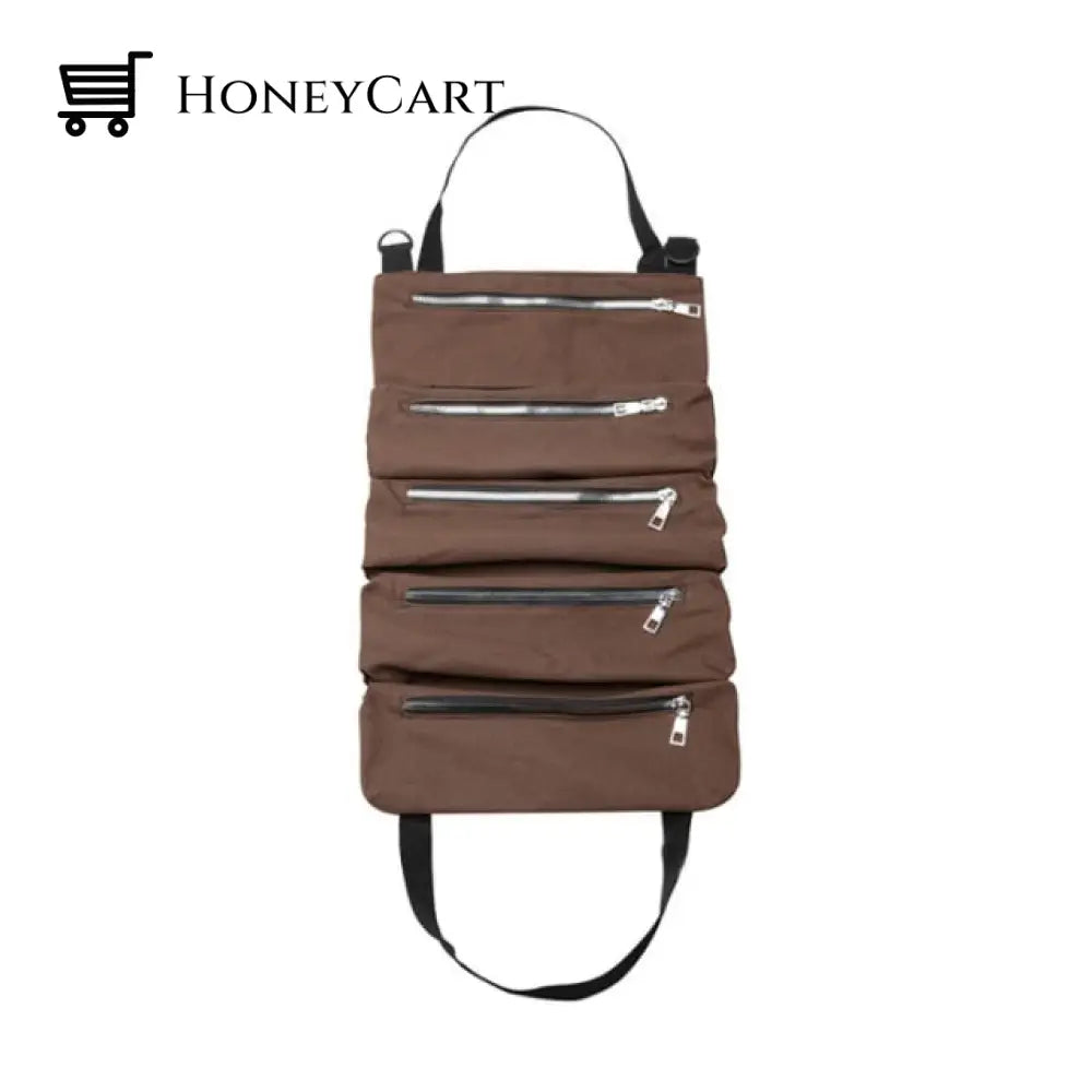 Canavas Bag Multi-Purpose Tool Roll Up Brown