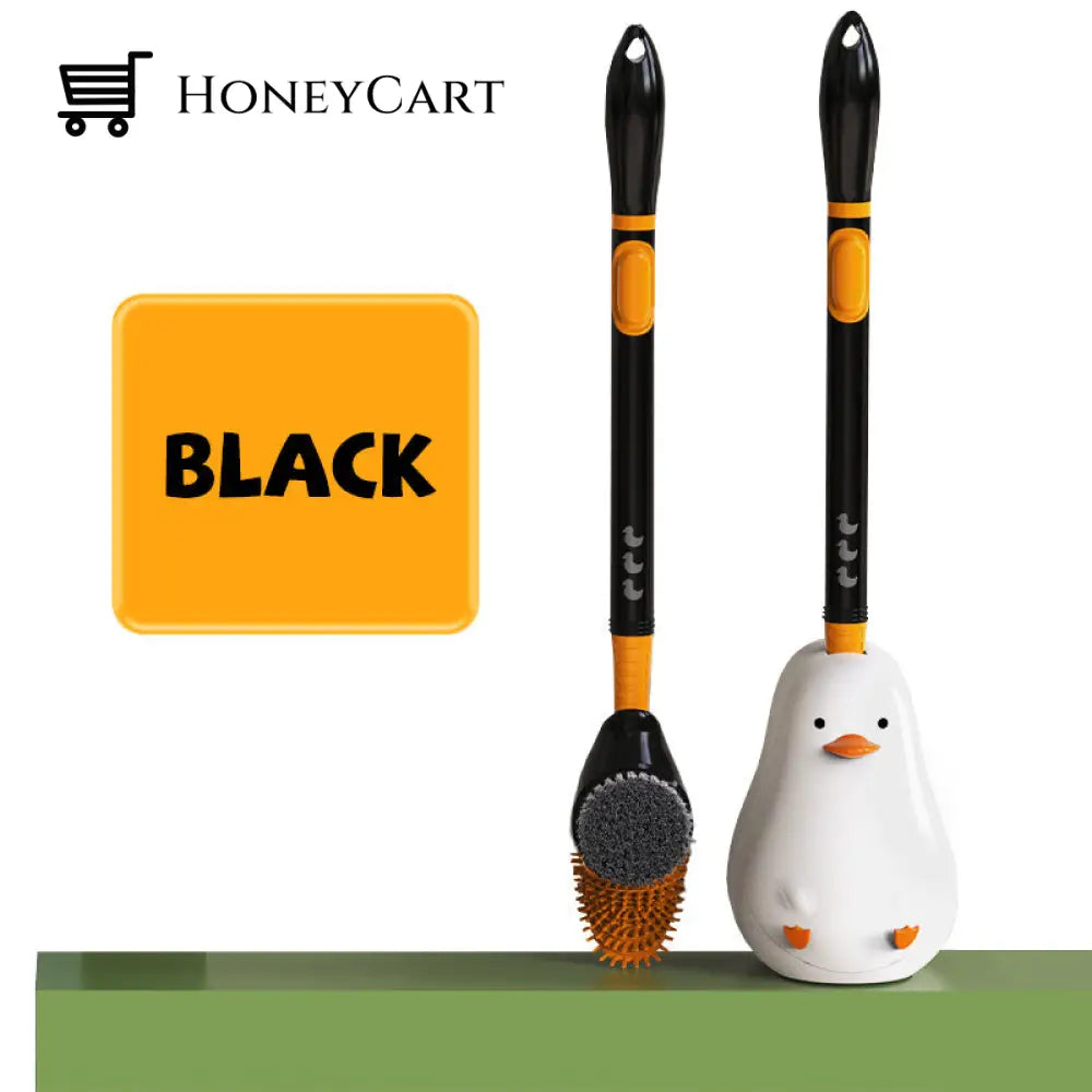 Cartoon Cute Duck Toilet Brush With Fluid Black Beauty& Health