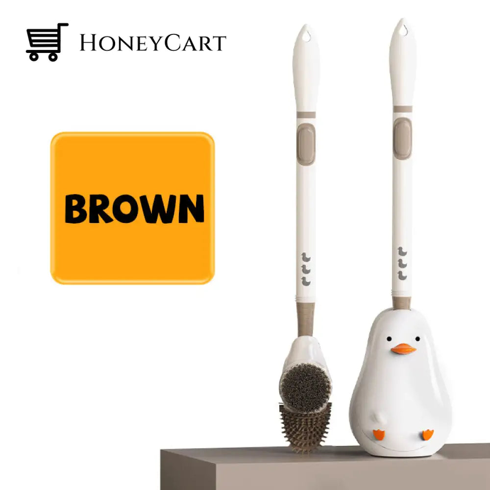 Cartoon Cute Duck Toilet Brush With Fluid Brown Beauty& Health