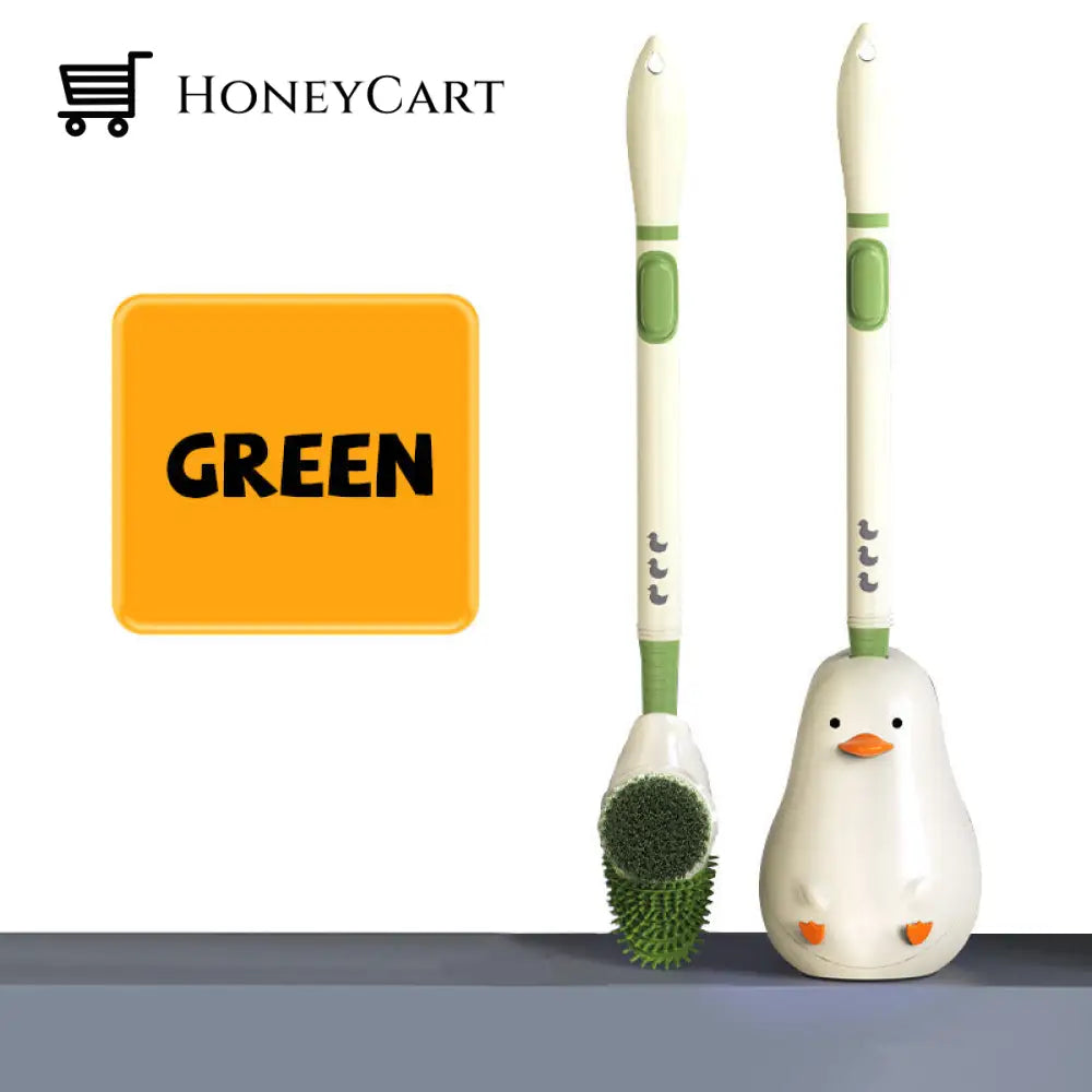 Cartoon Cute Duck Toilet Brush With Fluid Green Beauty& Health