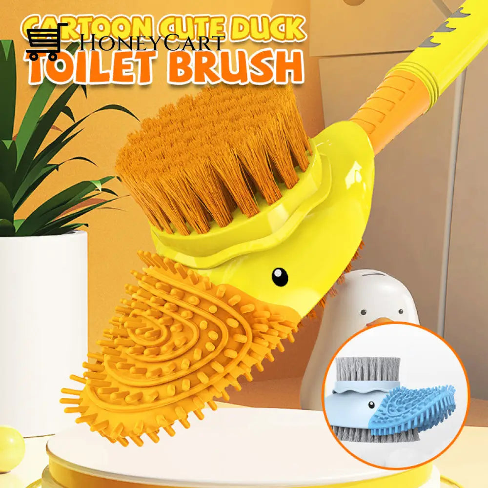 Cartoon Cute Duck Toilet Brush With Fluid Yellow Beauty& Health