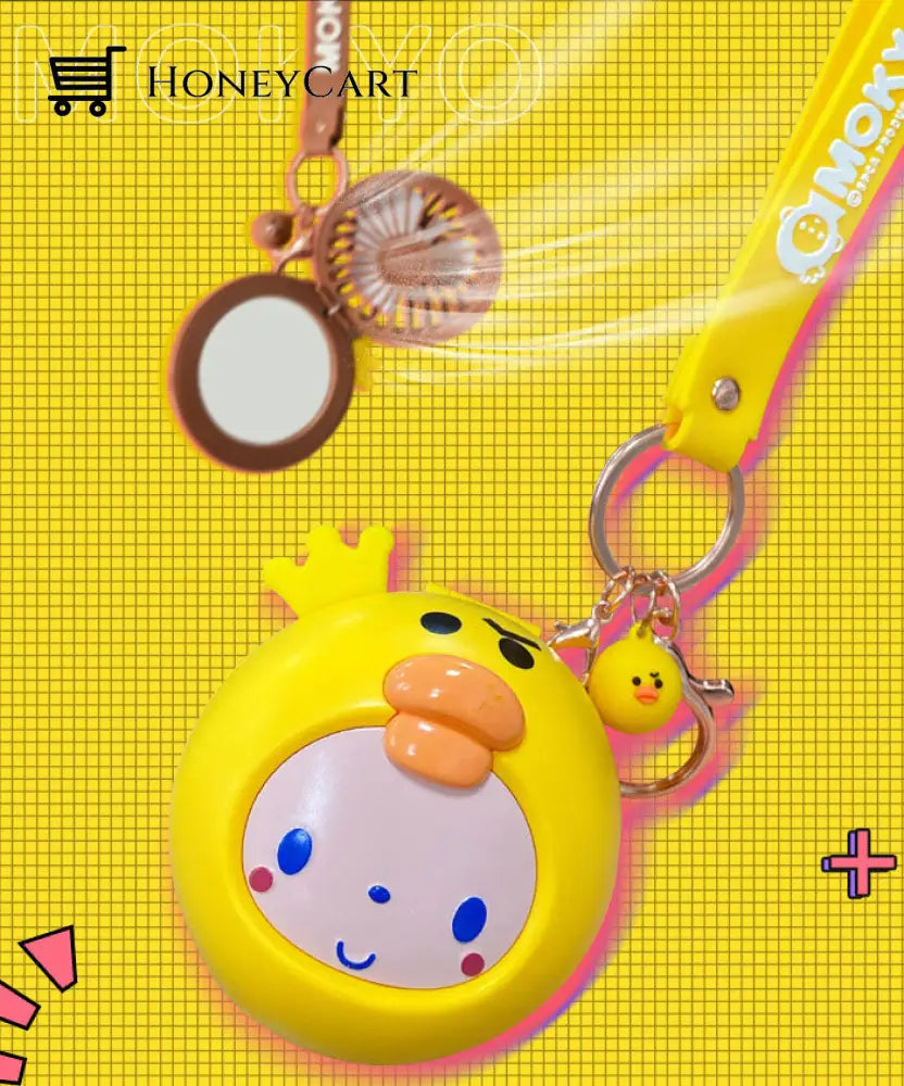 Cartoon Usb Charging Fan Makeup Mirror Face Mirrors