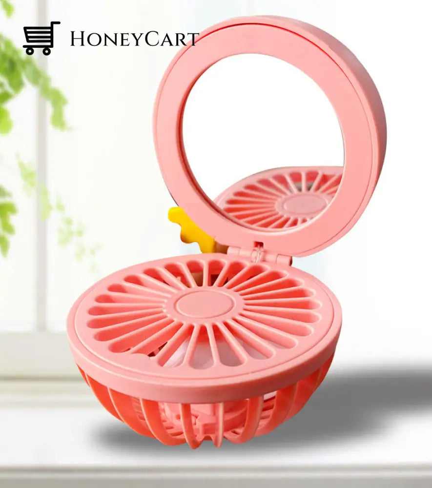 Cartoon Usb Charging Fan Makeup Mirror Face Mirrors