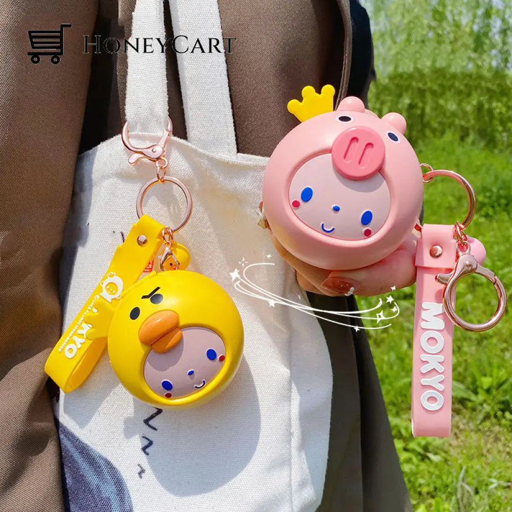 Cartoon Usb Charging Fan Makeup Mirror Face Mirrors