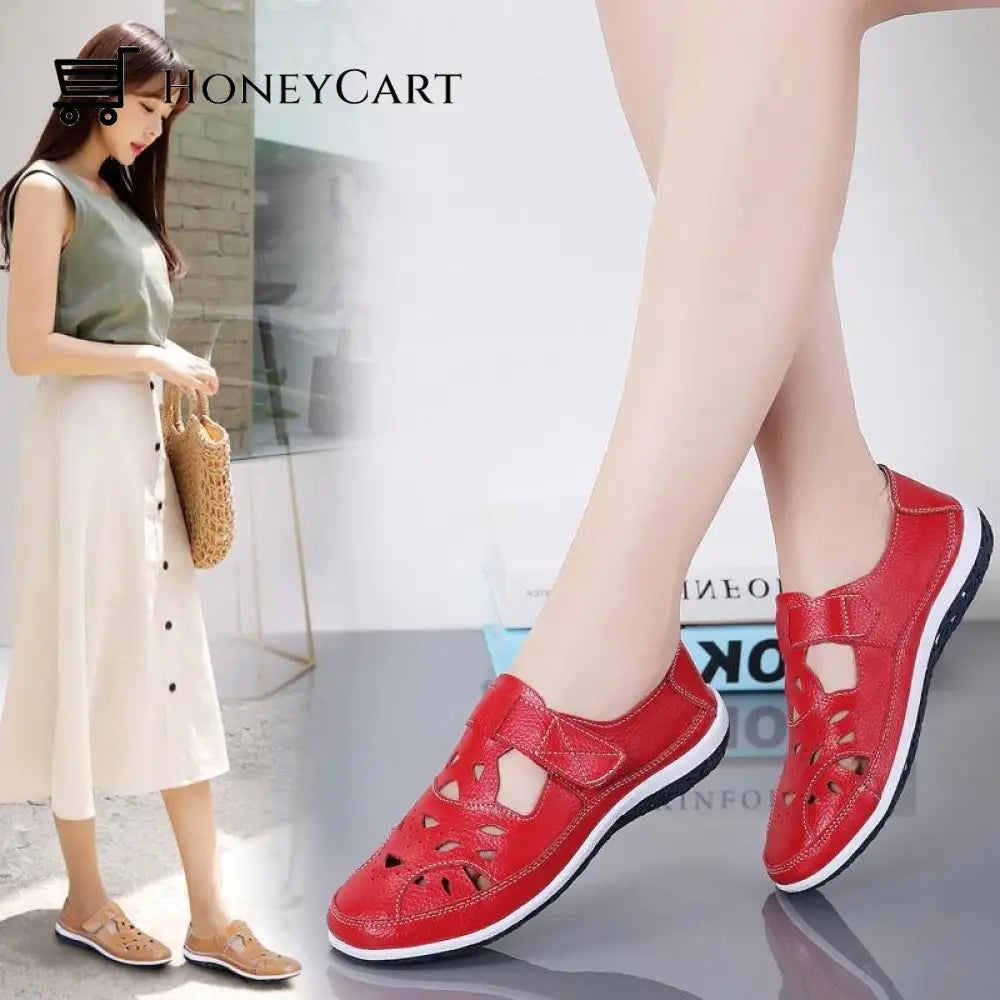 Casual Breathable Womens Orthopedic Shoes For Plantar Fasciitis Red / 4