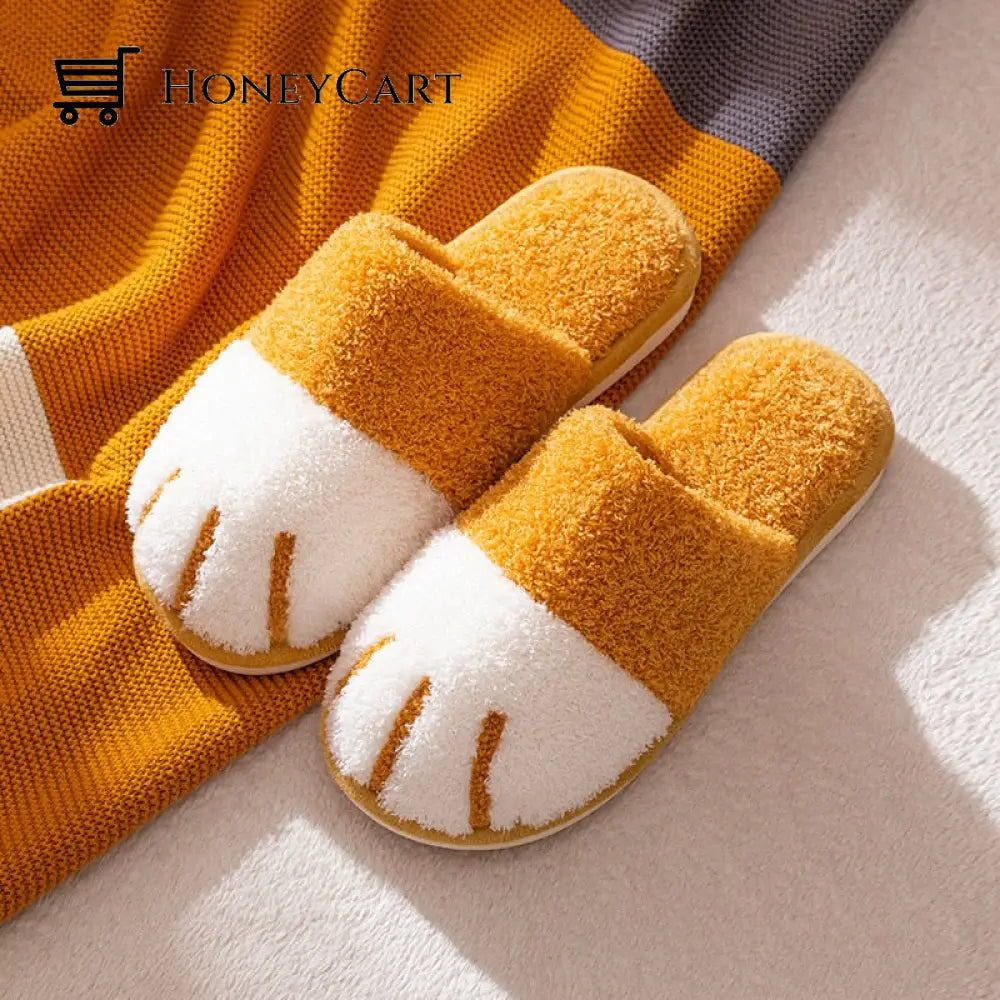 Cat Paw Slides Yellow / 5-6 Womens 3-4 Mens