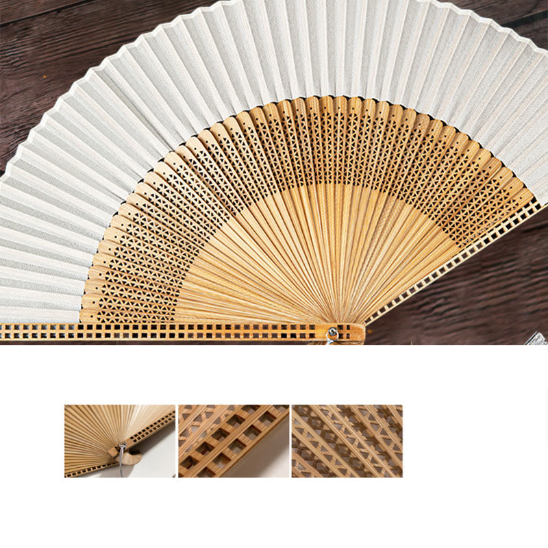 Vintage Bamboo Handheld Silk Folding Fan