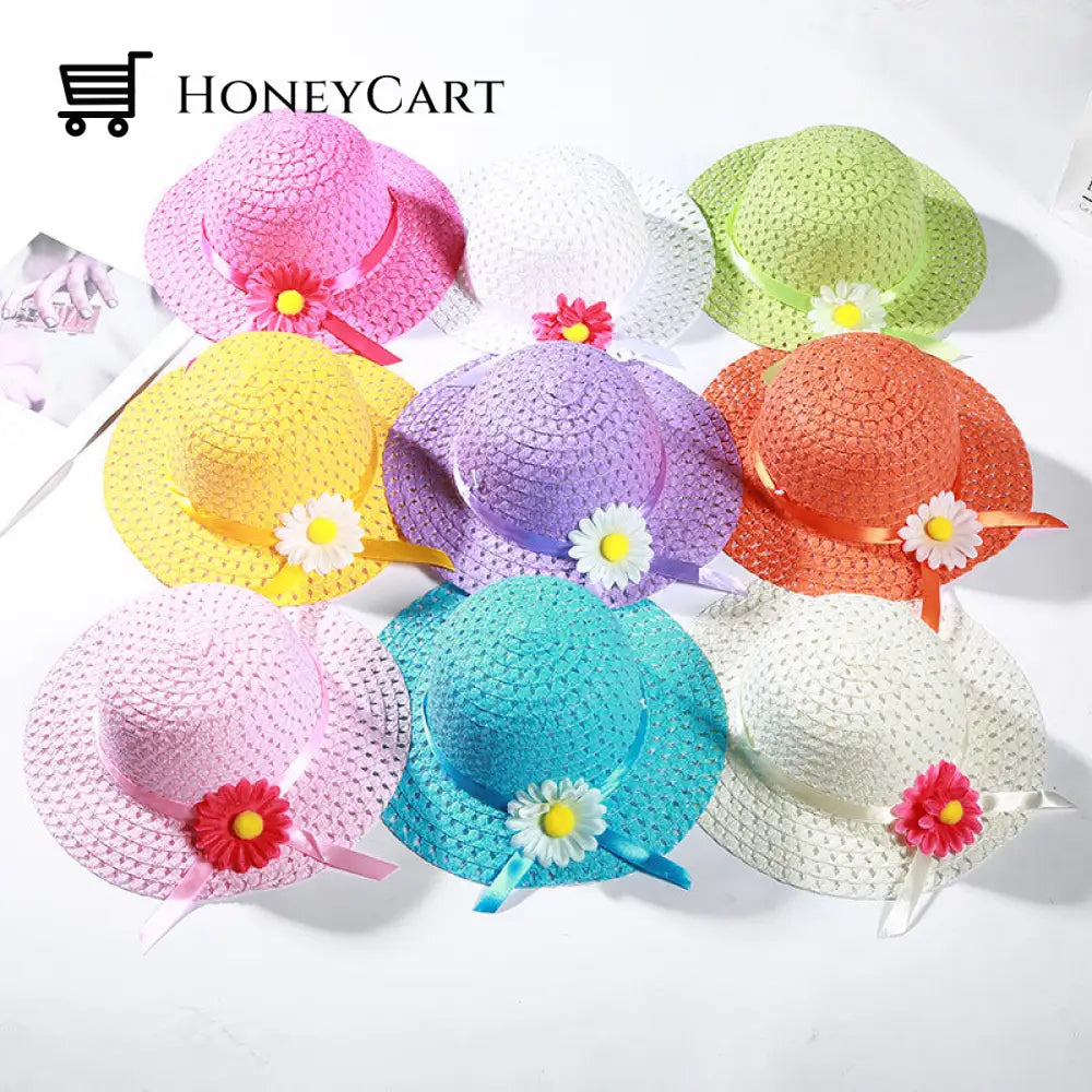 Childrens Summer Straw Hat And Bag