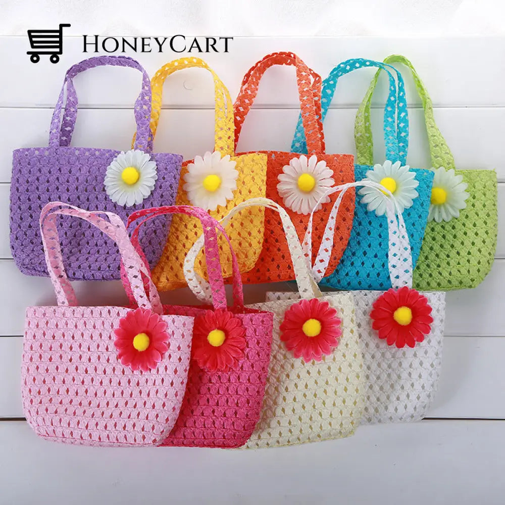 Childrens Summer Straw Hat And Bag